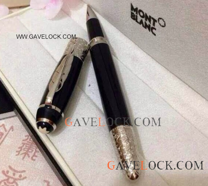 Montblanc Daniel Defoe Rollerball Pen Black & Silver Clip -Replica For Sale